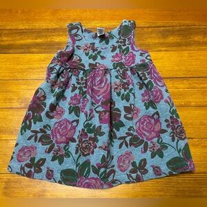 Tea Collection Gray Sleeveless Jumper Dress w Purple Rose Print Size 18-24 Month